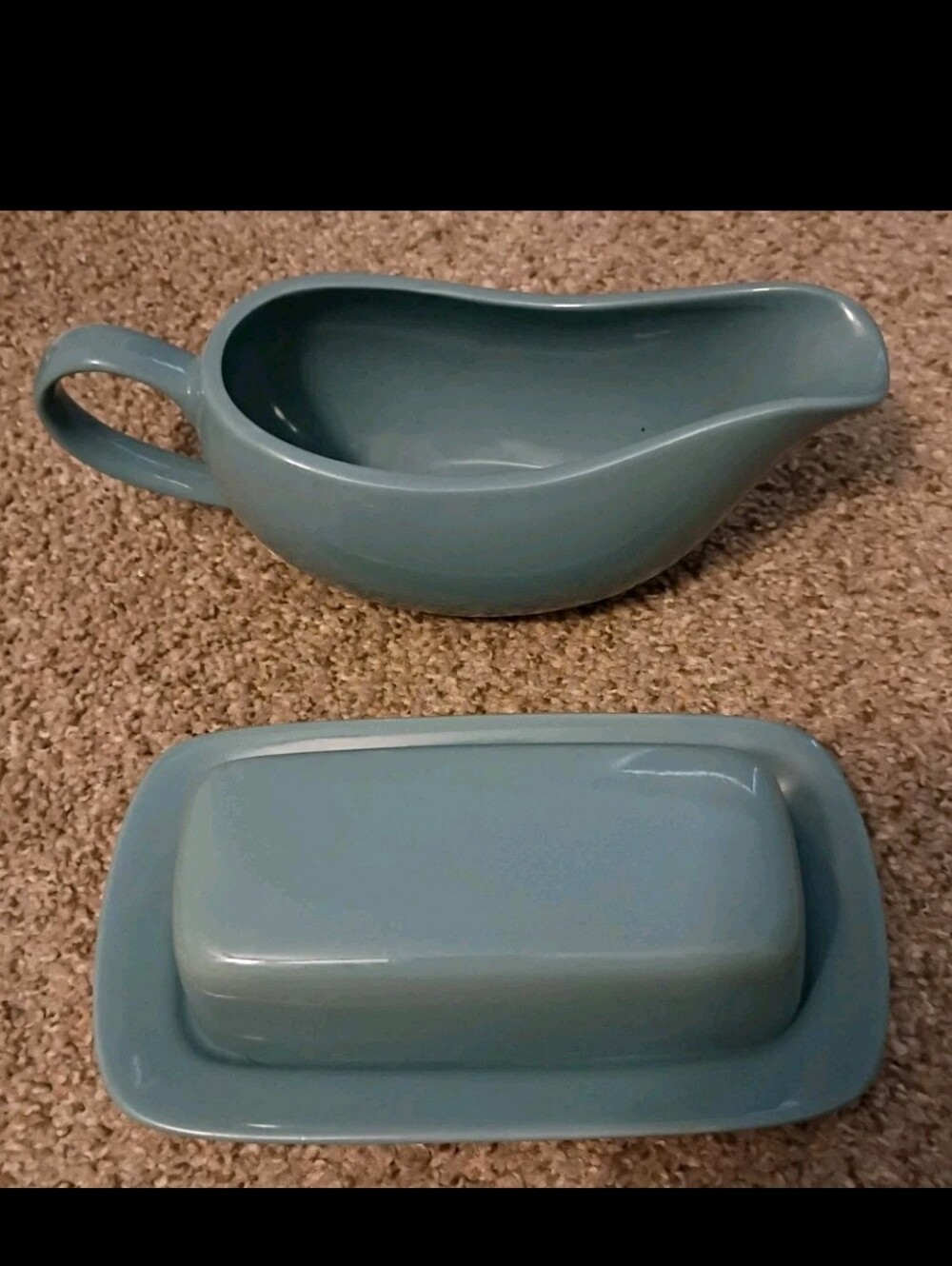 10 Strawberry Street Gravy Boat And Butter Dish Aqua Teal Turquoise EUC